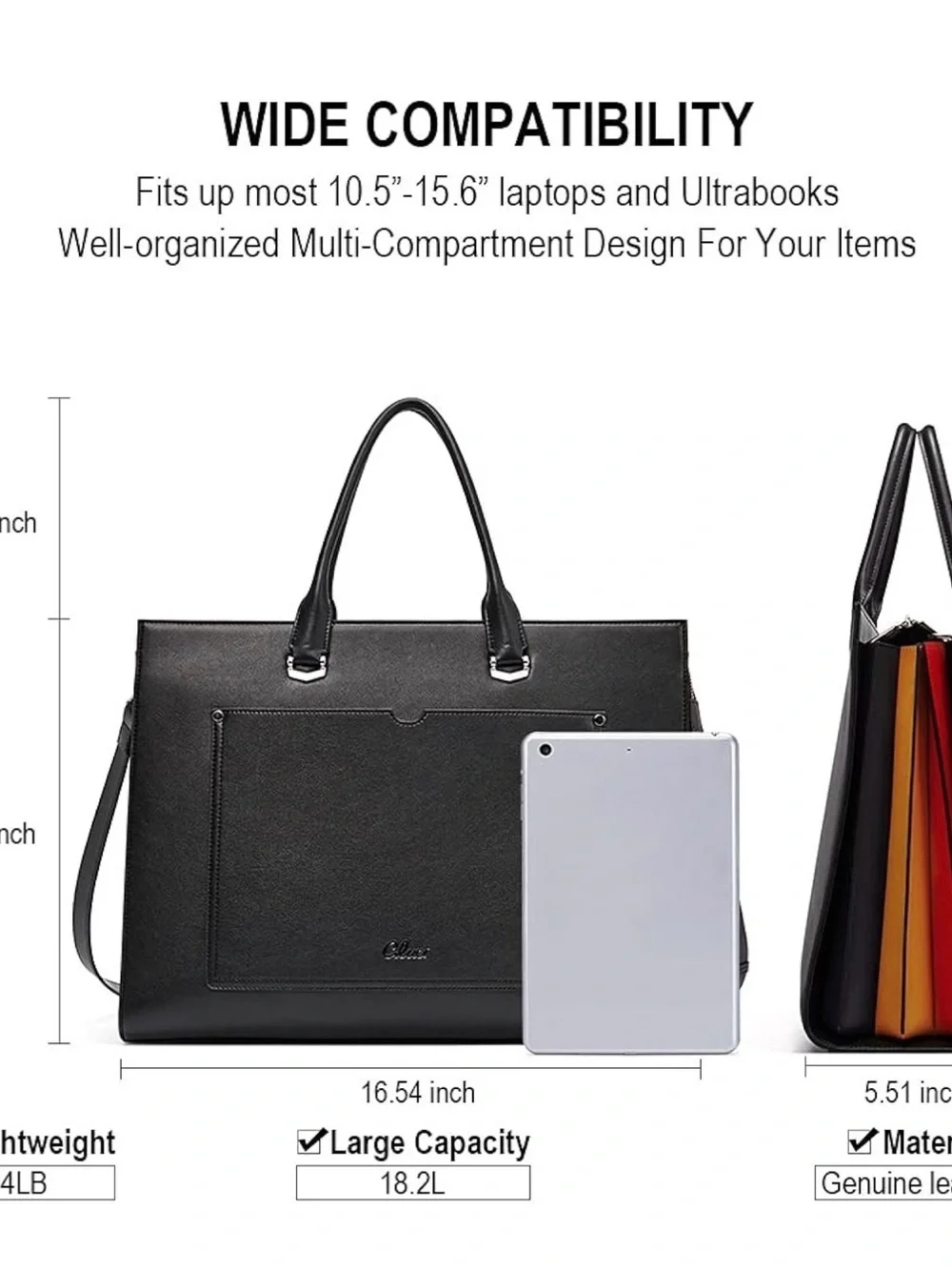 CLUCI Briefcase for Women Vegan Leather 15.6 Inch Laptop Bag Large